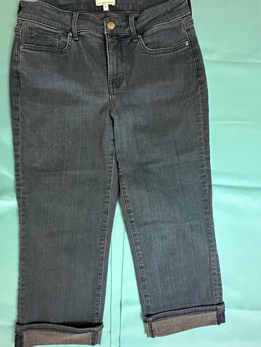 NYDJ Blue Cropped Straight Jeans